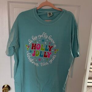 Boutique Christmas Tee: "Oh by golly have a HOLLY JOLLY Christmas this year"